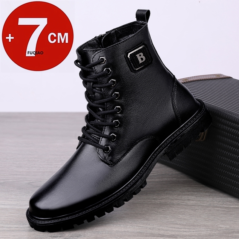 Men'S Shoes Daily Use - Мужские ботинки-лифты из натуральной кожи, зимние