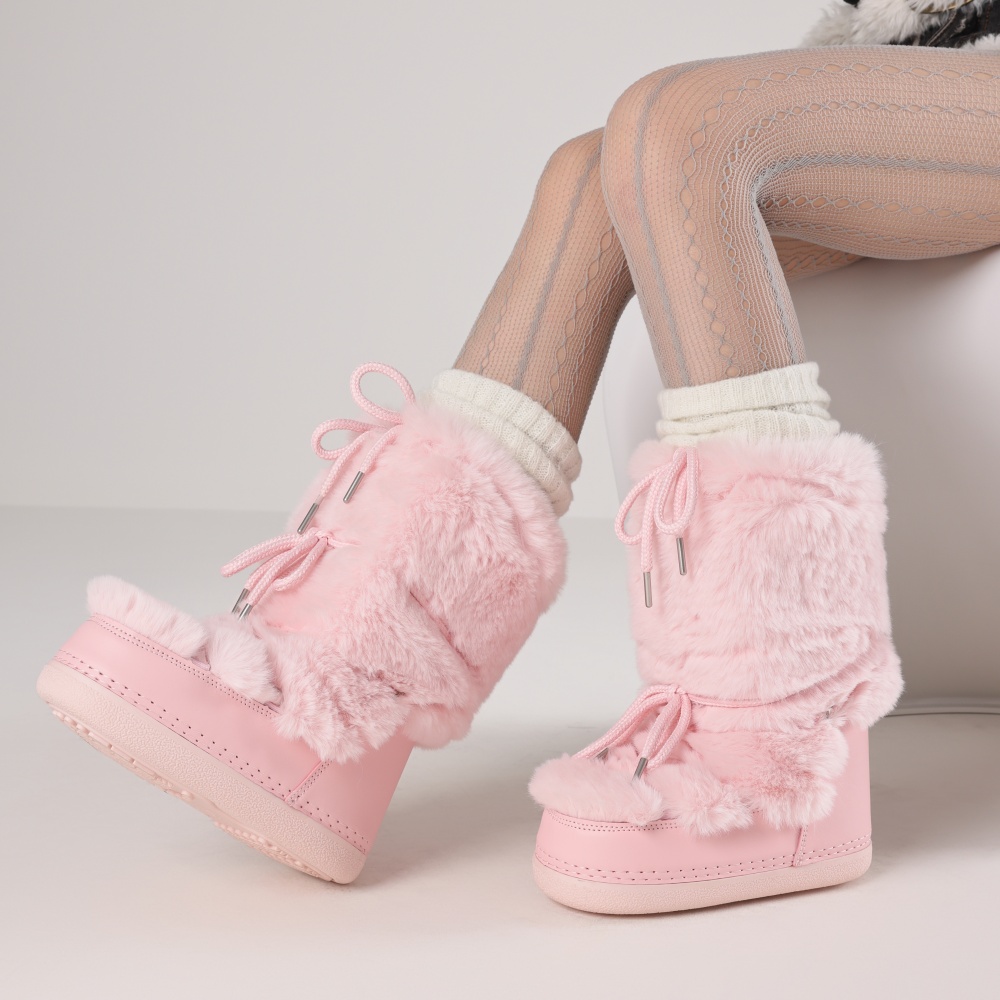 Winter Boot Insulated - Женские пушистые ботинки с круглым носком,